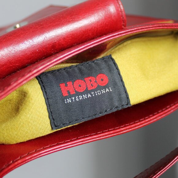 HOBO International Red Leather Shoulder Tote Bag Purse with Structured Design - Picture 3 of 6